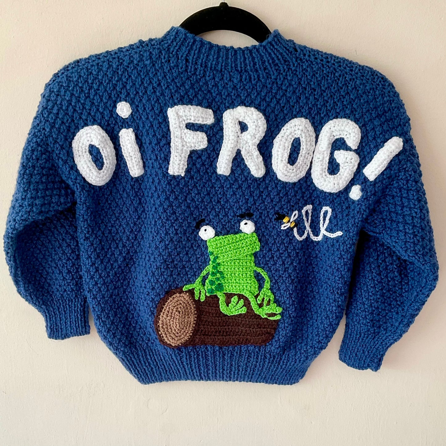 "oi FROG!" Handmade Jumper Size Approx 6-8 Years