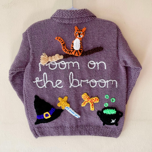 "Room On The Broom” Handmade Cardigan Size Approx 4-6 Years