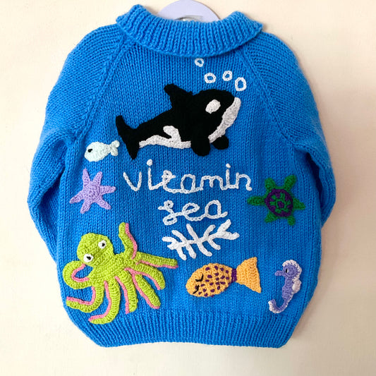 “Vitamin Sea" Handmade Cardigan Size Approx 6-8 Years