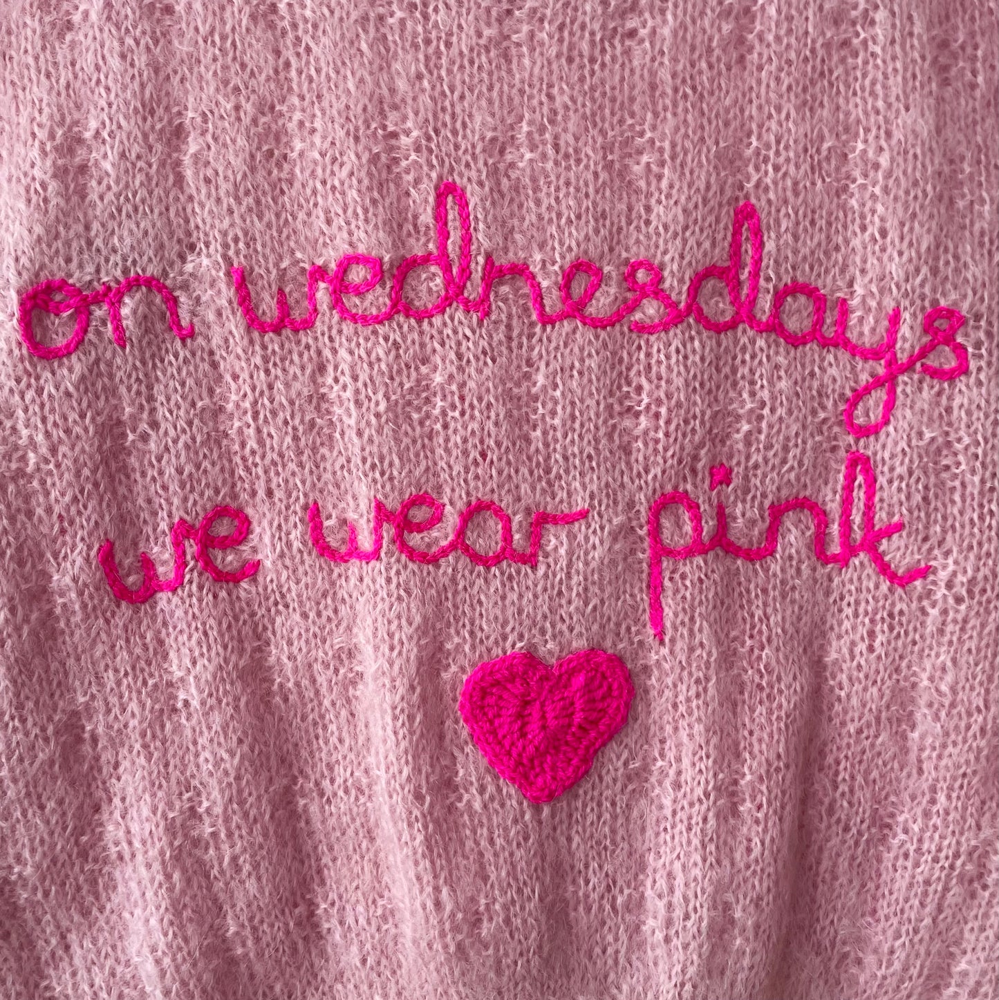 "On Wednesdays We Wear Pink" Handmade Adult Jumper Size Medium