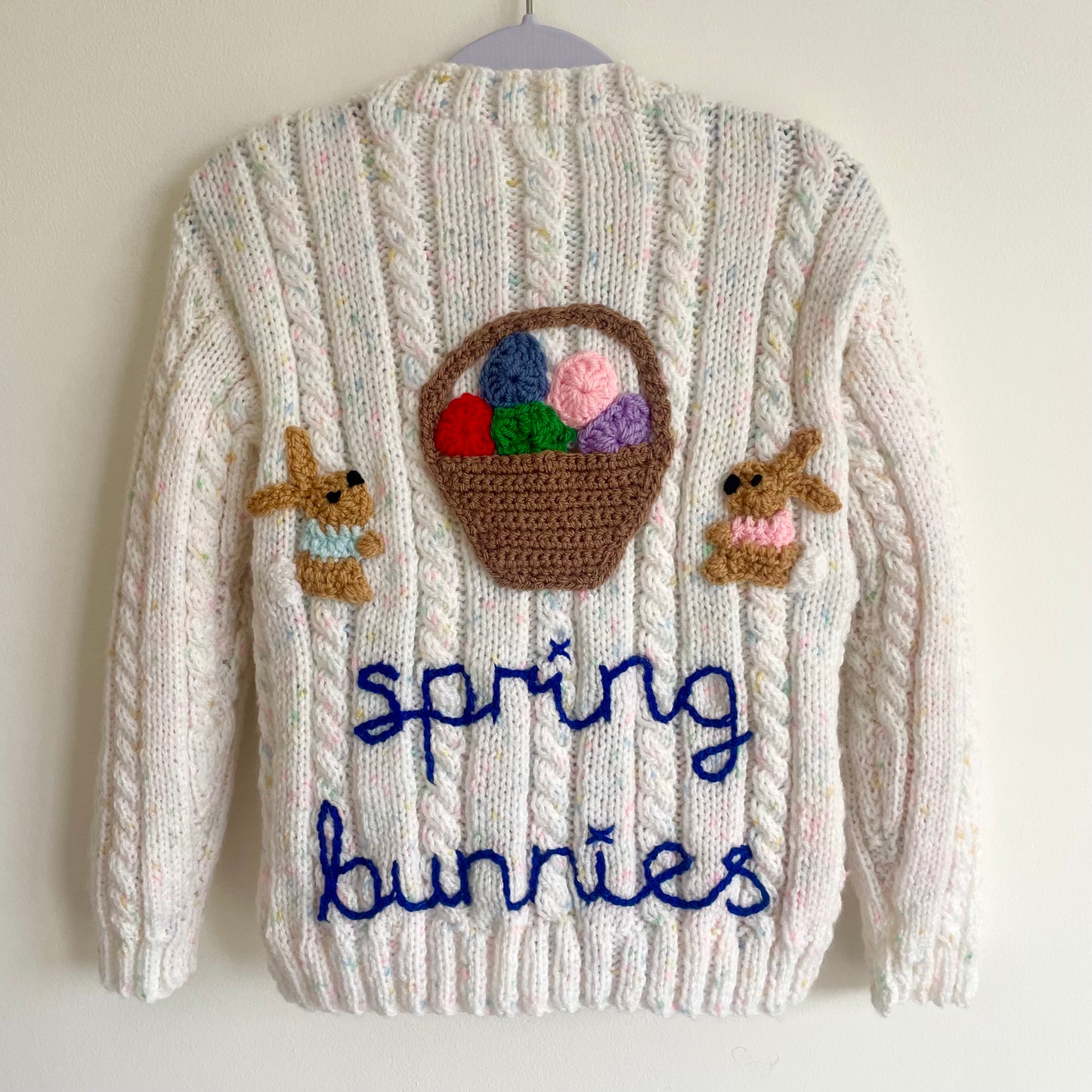 "Spring Bunnies” Handmade Cardigan Size Approx 3-4 Years