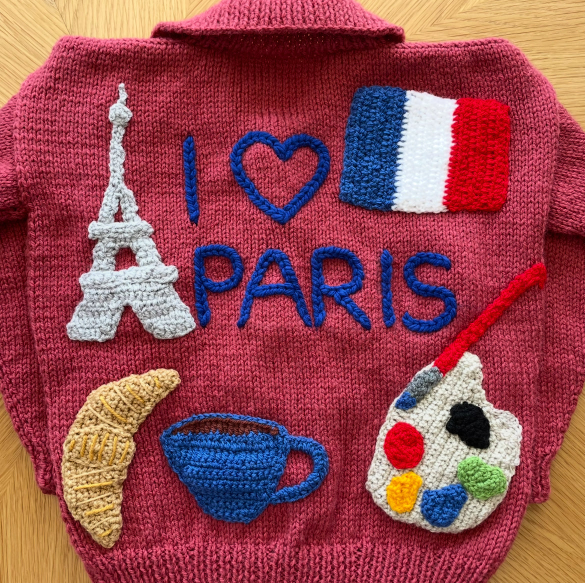 "I ♥️ Paris” Handmade Cardigan Size Approx 6-8 Years