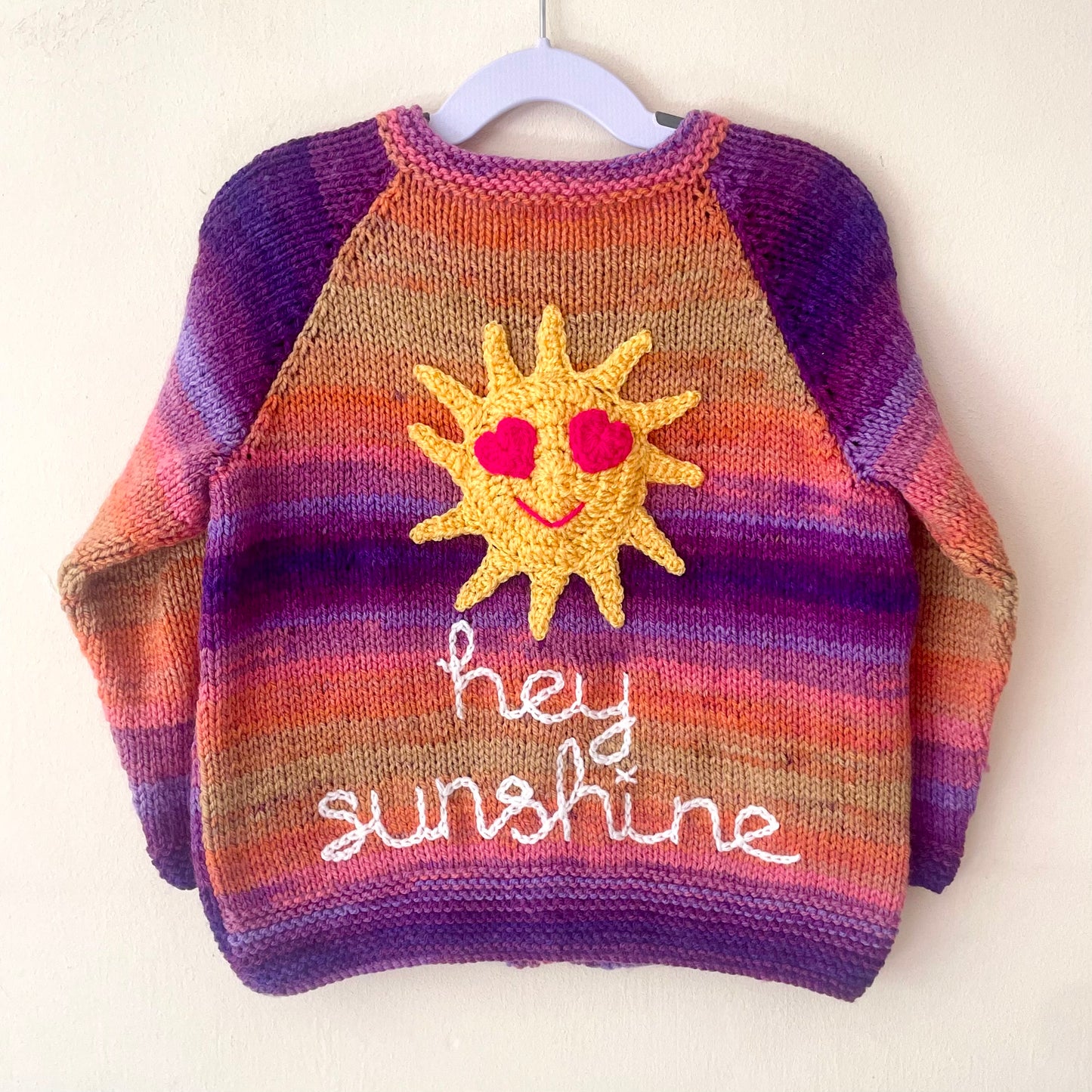 "Hey Sunshine” Handmade Cardigan Size Approx 4-5 Years