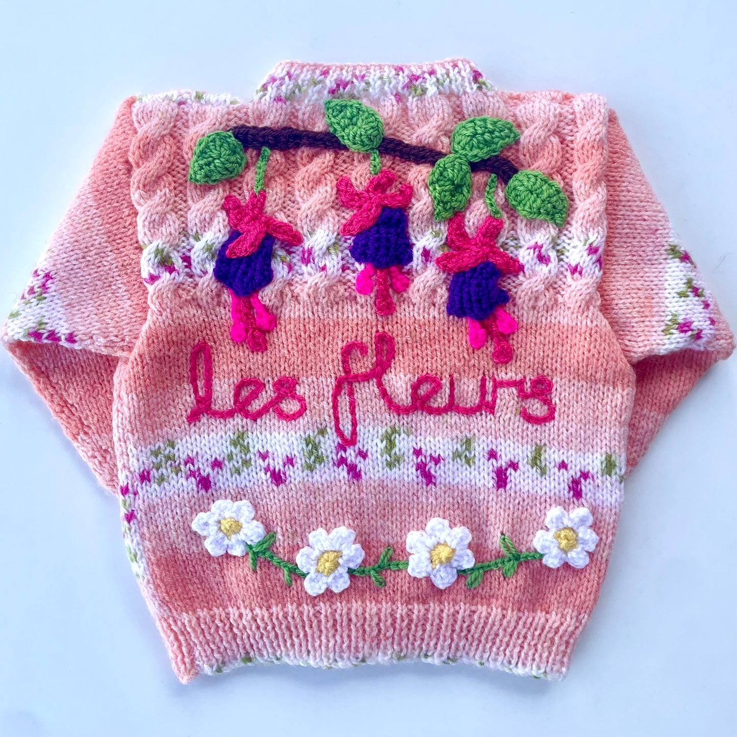 "Les Fleurs” Handmade Cardigan Size Approx 1.5-2.5 Years