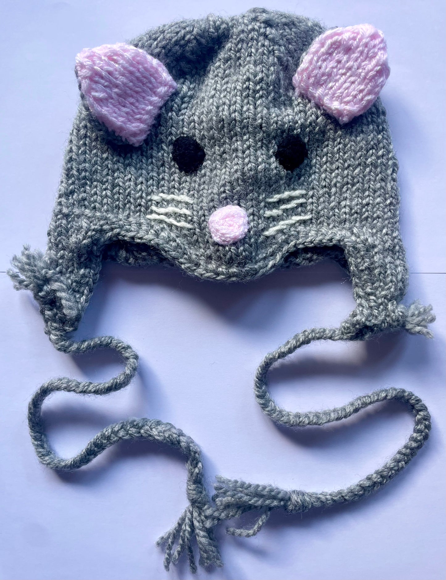 Hand Knitted Mouse Hat - Age 6-12 Months