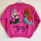 "Mermaid Gang" Handmade Cardigan Size Approx 4-6 Years