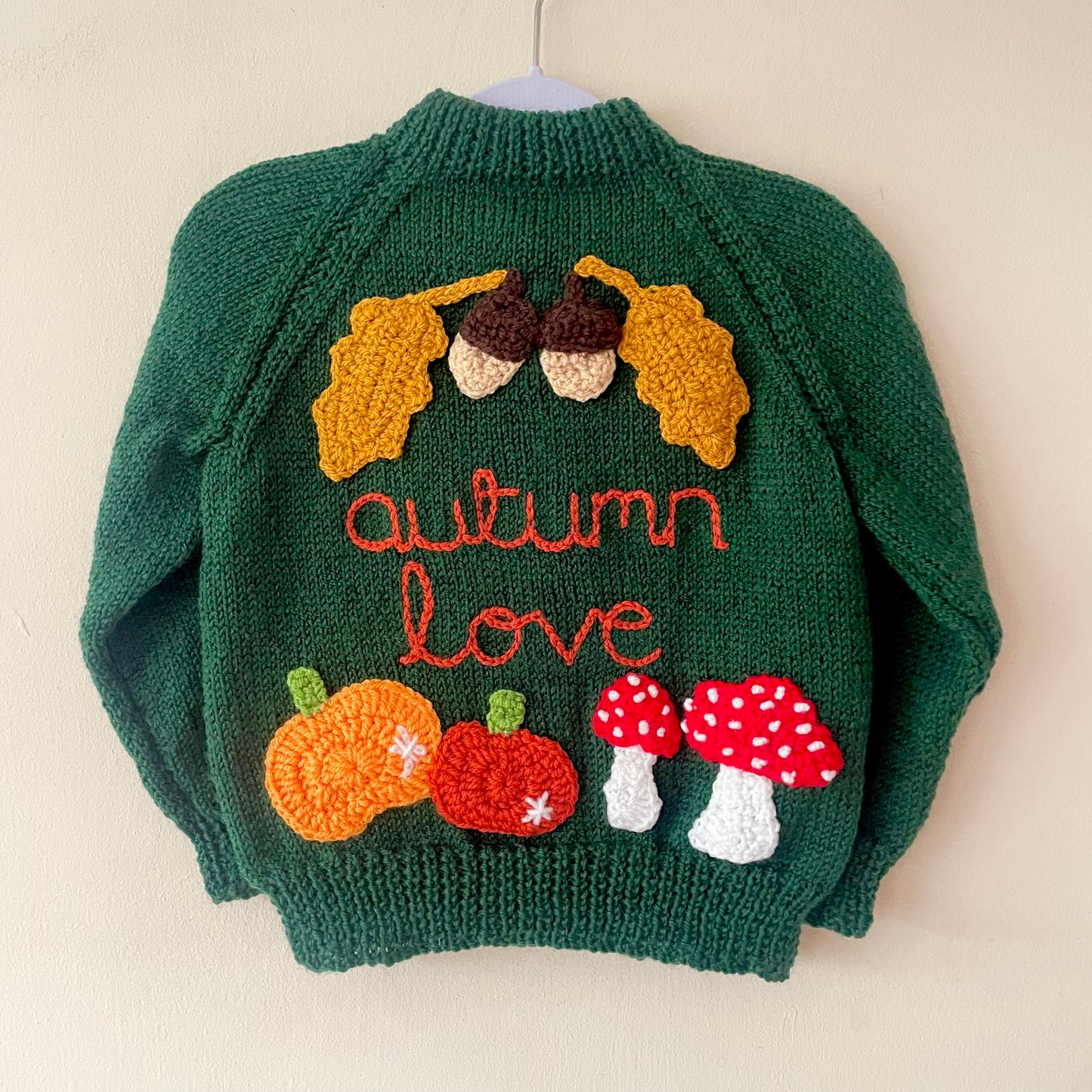 "Autumn Love” Handmade Cardigan Size Approx 2-3 Years