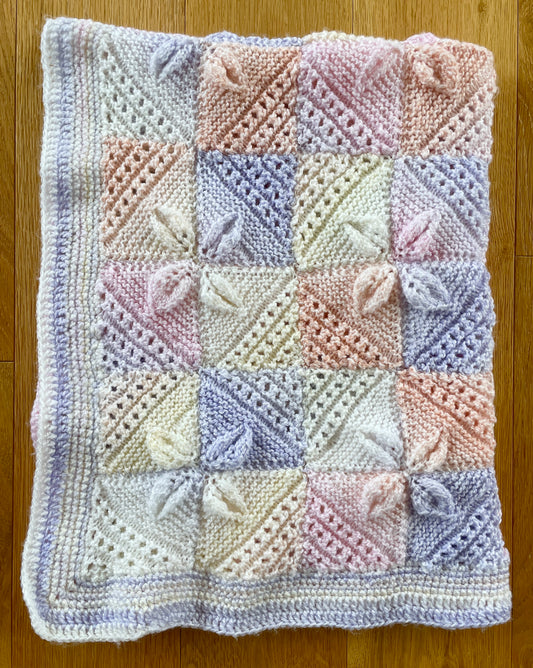 Large Pastel Floral Design Handmade Blanket
