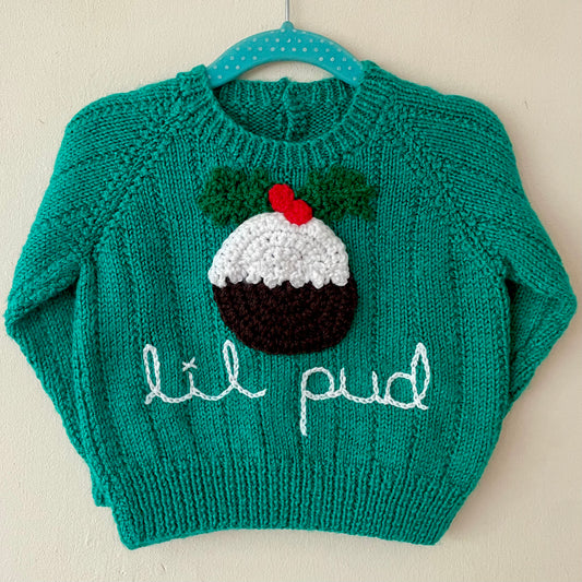 "Lil Pud" Handmade Jumper Size Approx 12-18 Months