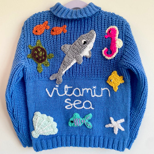 "Vitamin Sea” Handmade Cardigan Size Approx 3-4 Years
