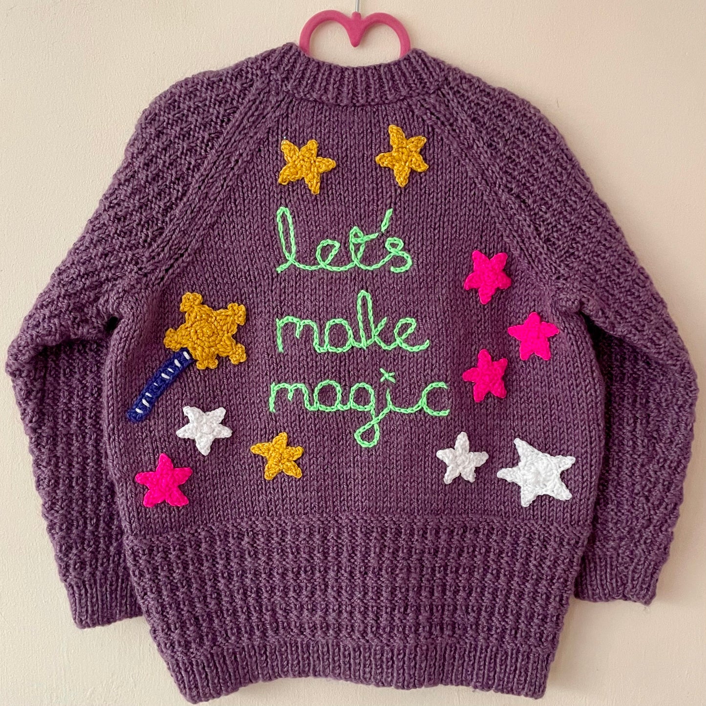 "Let's Make Magic” Handmade Cardigan Size Approx 5-7 Years