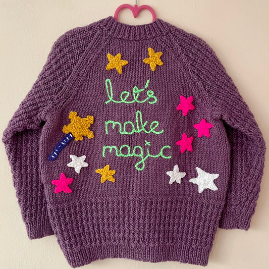 "Let's Make Magic” Handmade Cardigan Size Approx 5-7 Years