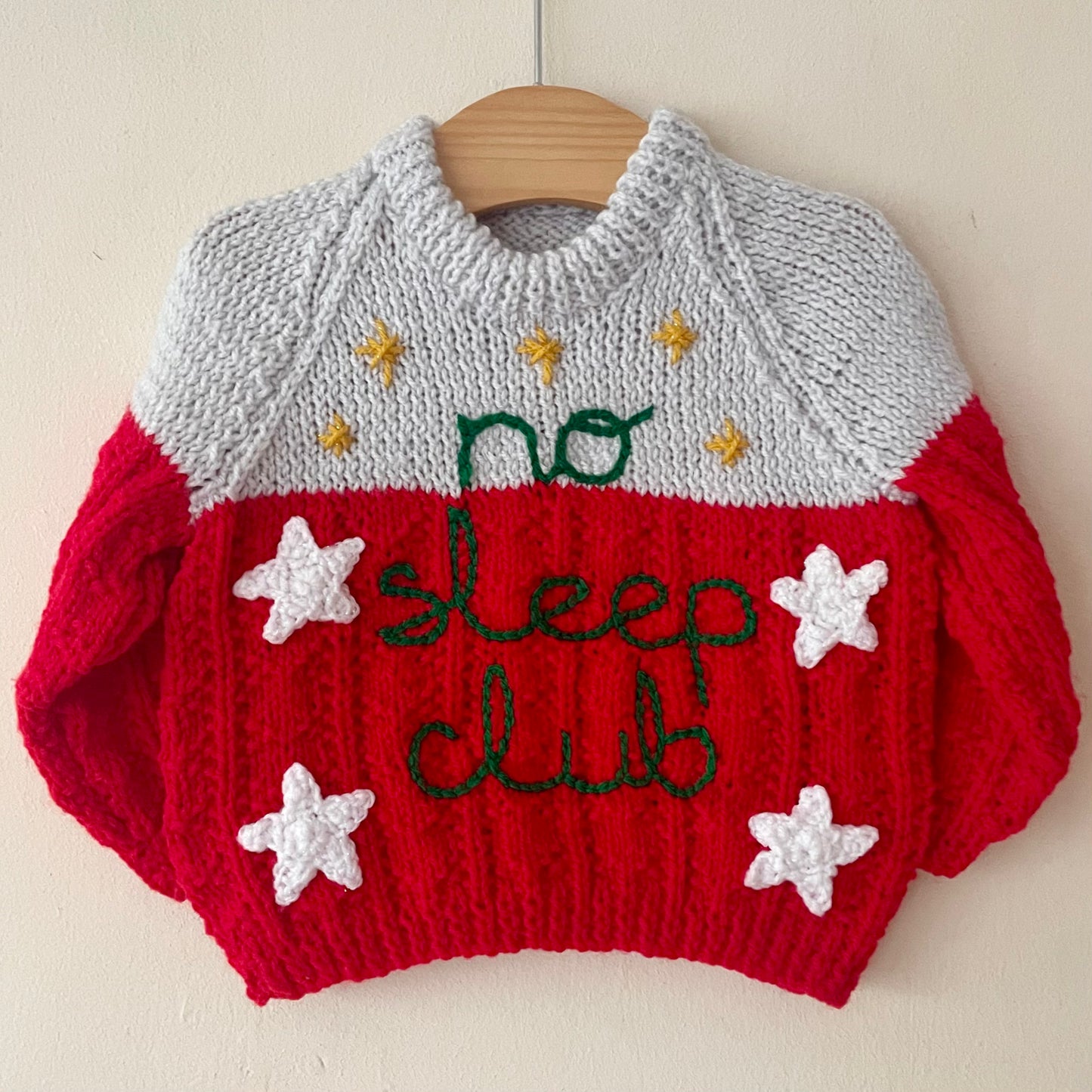 "No Sleep Club" Handmade Jumper Size Approx 6-12 Months