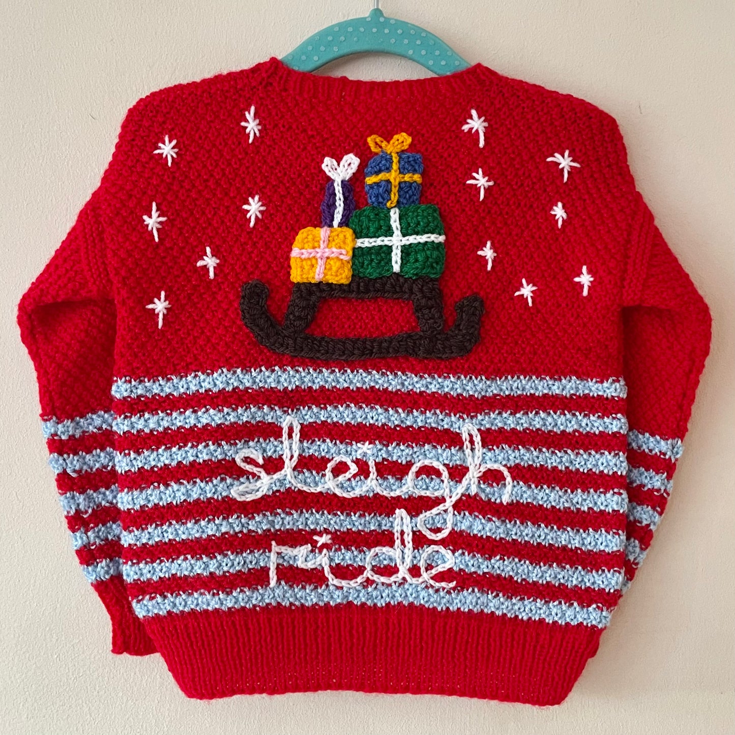 "Sleigh Ride" Handmade Cardigan Size Approx 2-3 Years