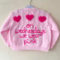 "On Wednesdays We Wear Pink” Handmade Cardigan Size Approx 3-5 Years