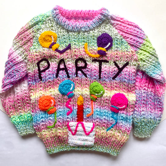 "PARTY” Handmade Jumper Size Approx 5-6 Years