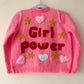 "Girl Power” Handmade Cardigan Size Approx 4-6 Years