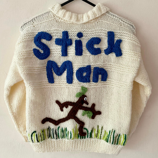 "Stick Man” Handmade Cardigan Size Approx 5-7 Years