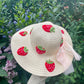 Strawberry Embellished Wide Brimmed Straw Hat - Age 2-4 Years