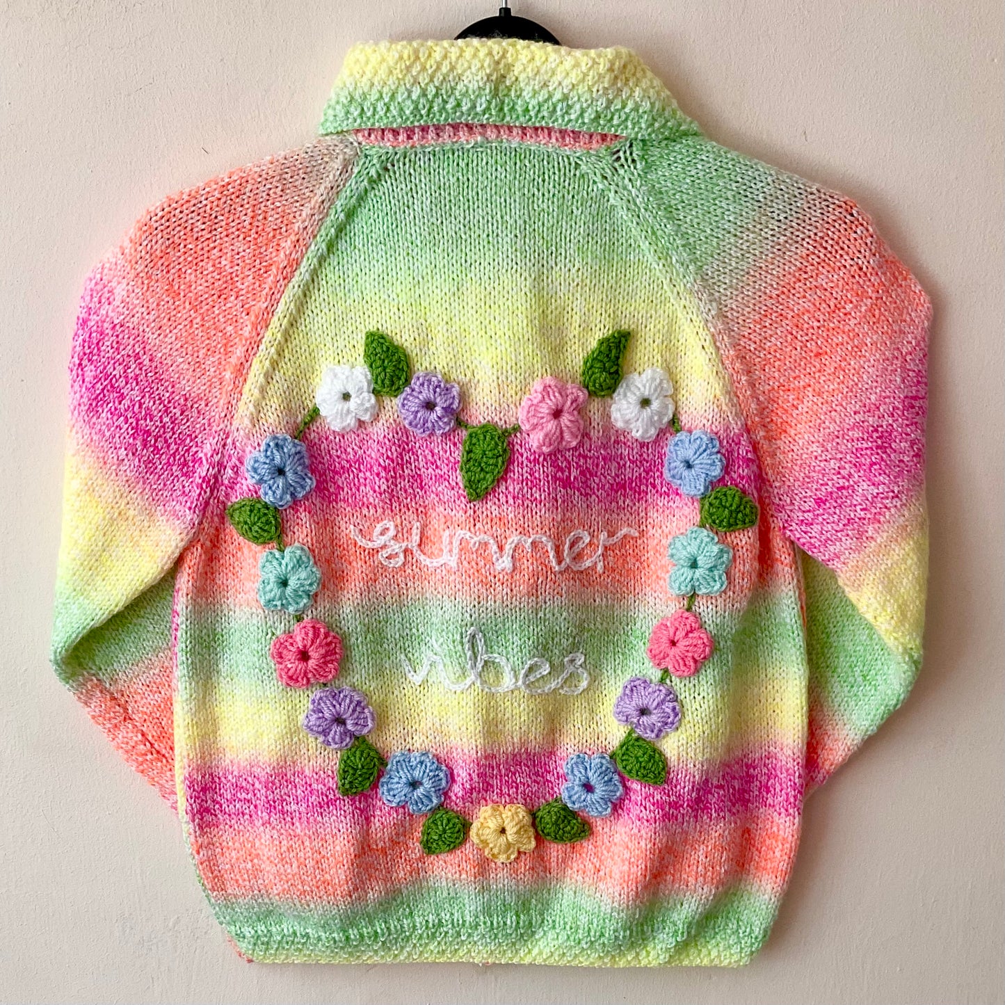 “Summer Vibes” Handmade Cardigan Size Approx 6-8 Years