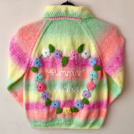 “Summer Vibes” Handmade Cardigan Size Approx 6-8 Years