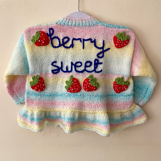 “Berry Sweet” Handmade Cardigan Size Approx 1.5-2.5 Years