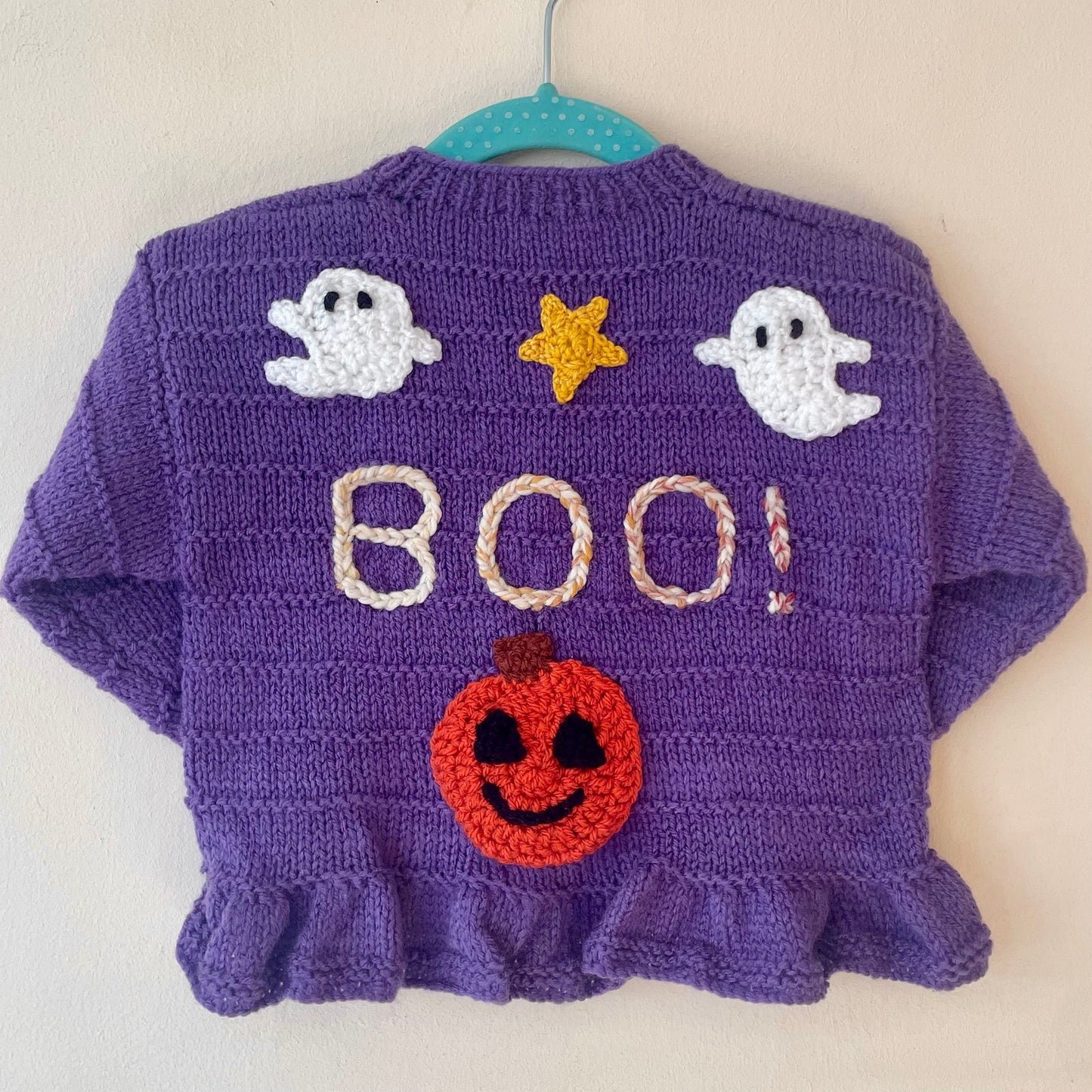 "BOO!” Handmade Cardigan Size Approx 1-2 Years