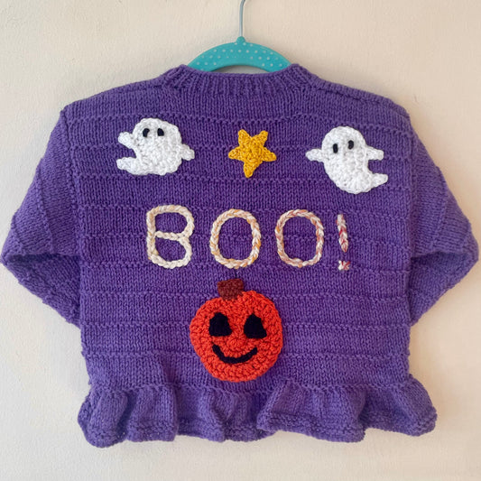 "BOO!” Handmade Cardigan Size Approx 1-2 Years