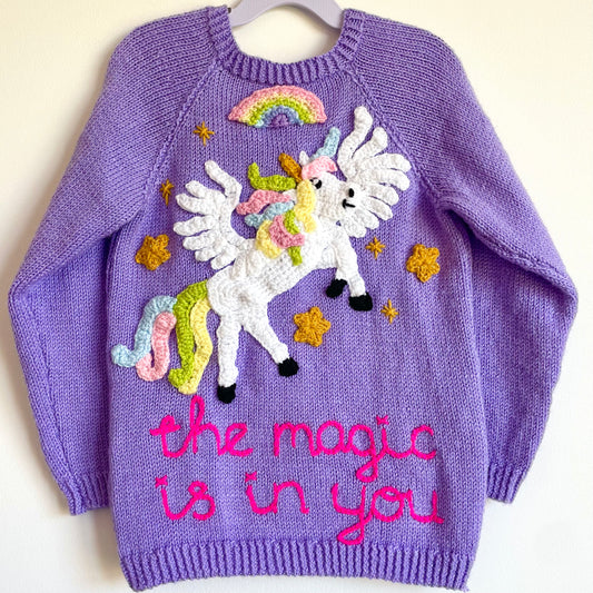 "The Magic Is In You” Handmade Cardigan Size Approx 4-6 Years