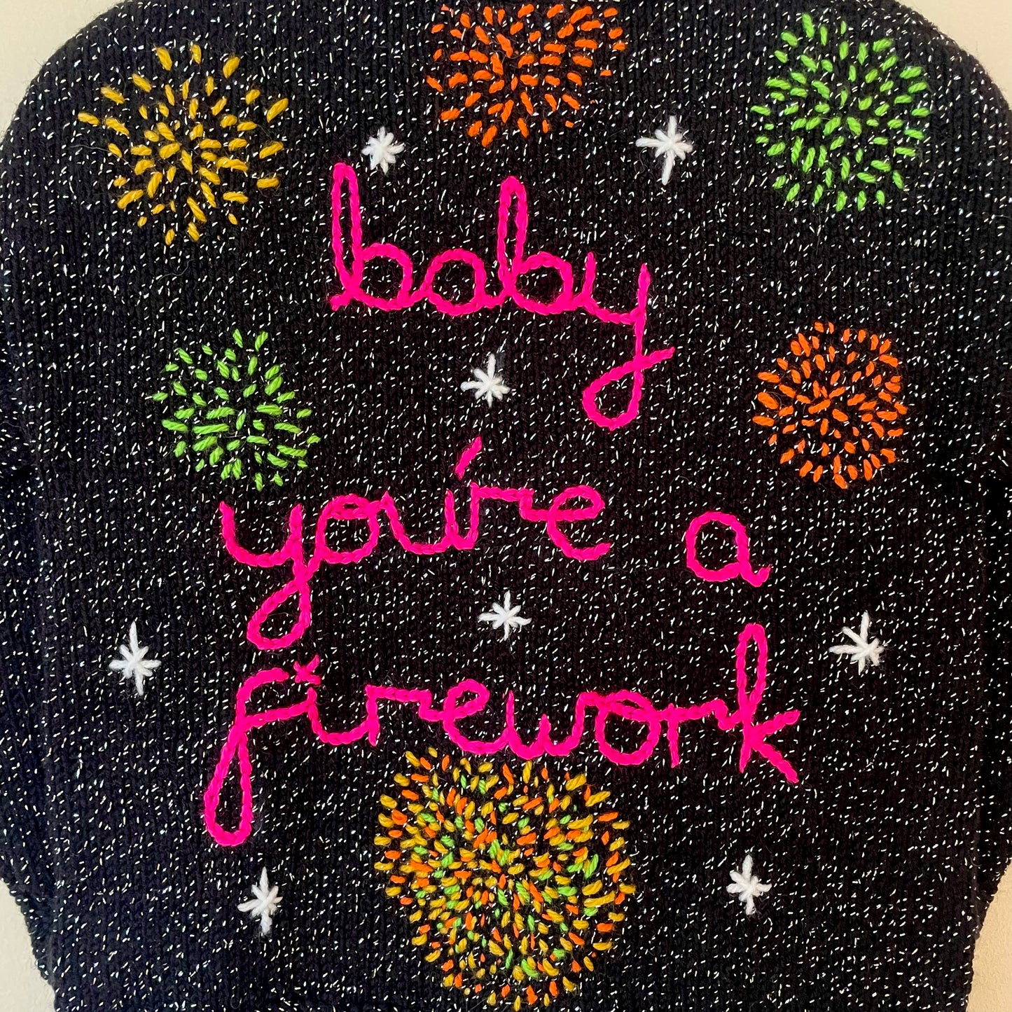 "Baby You're A Firework" Handmade Cardigan Size Approx 3-4 Years