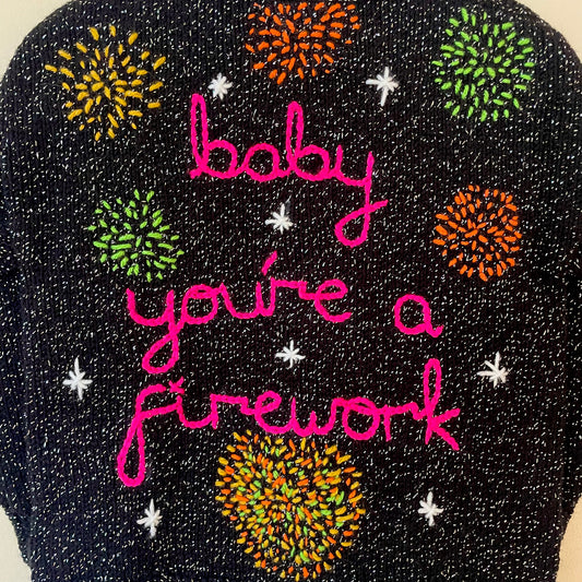 "Baby You're A Firework" Handmade Cardigan Size Approx 3-4 Years