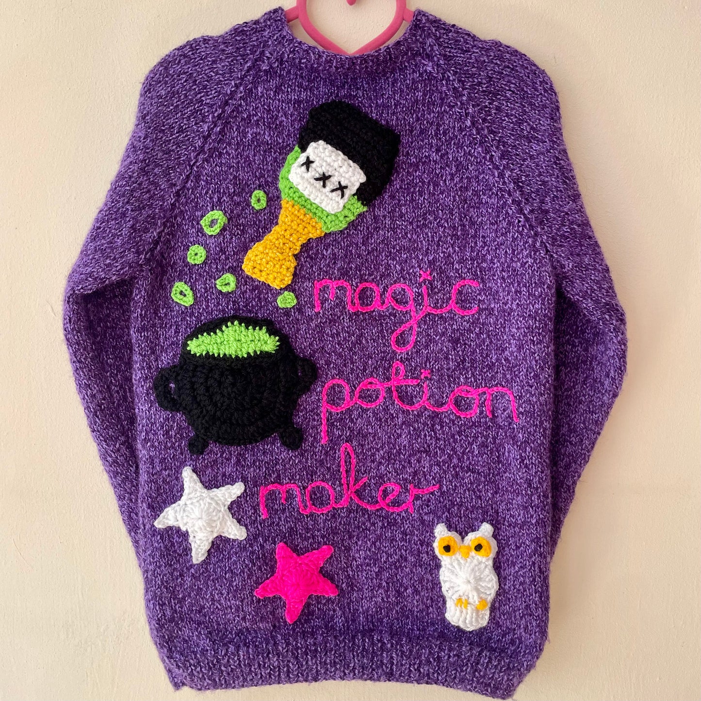 "Magic Potion Maker” Handmade Cardigan Size Approx 5-7 Years