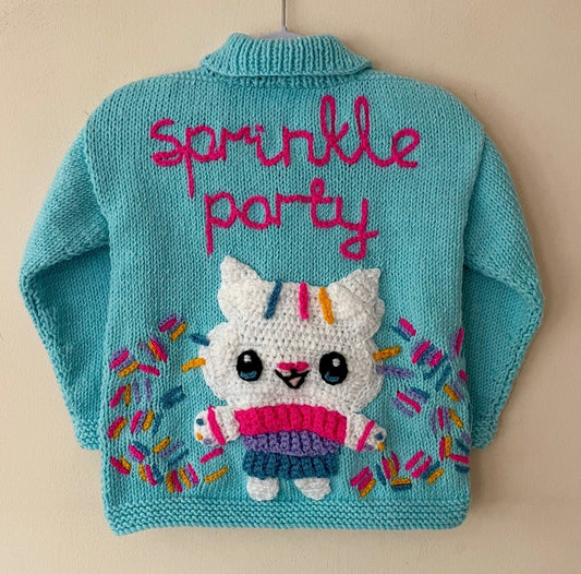 "Sprinkle Party" Handmade Cardigan Size Approx 2-4 Years