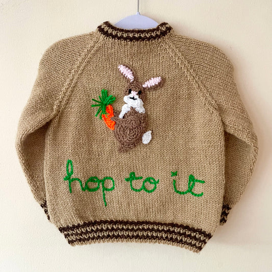 "Hop To It" Handmade Jumper Size Approx 2-3 Years