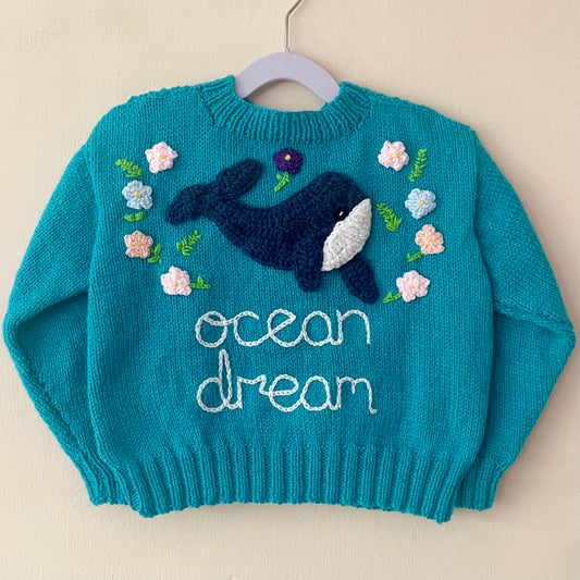 "Ocean Dream” Handmade Cardigan Size Approx 4-5 Years