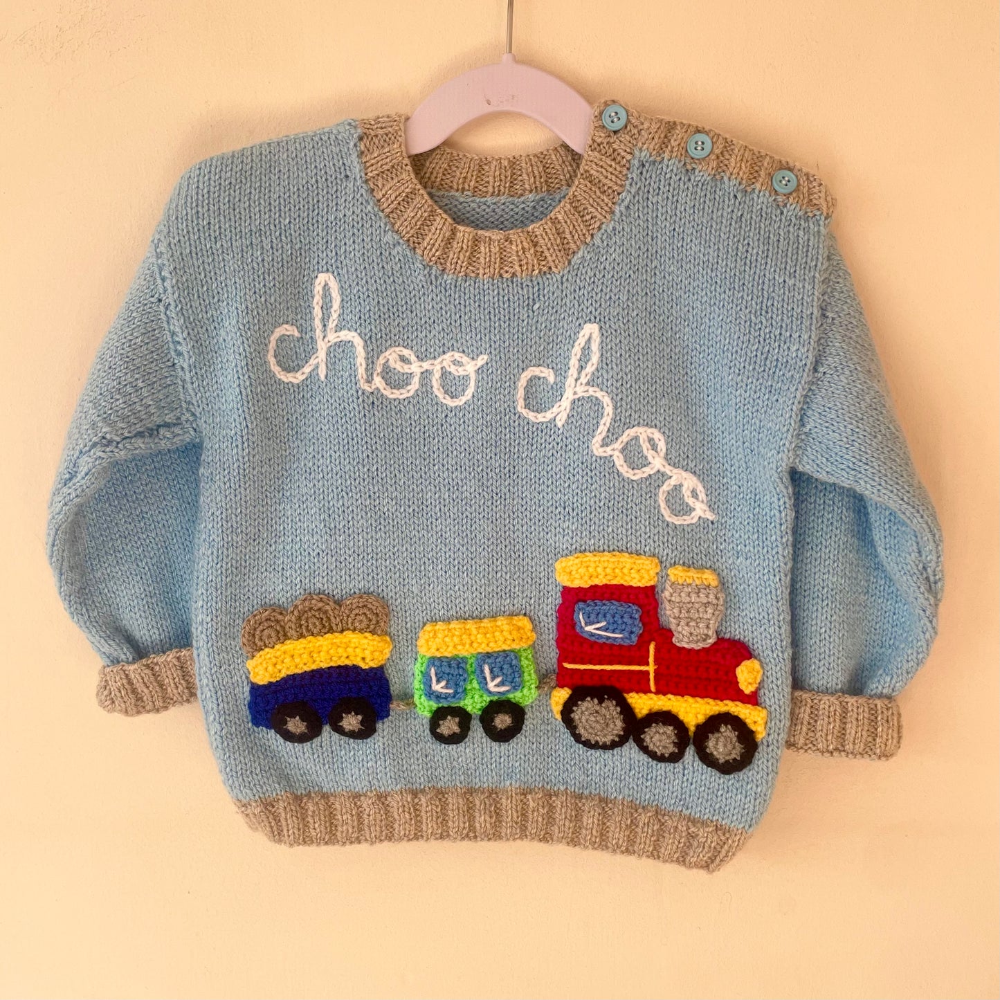 "Choo Choo" Handmade Jumper Size Approx 2-3 Years
