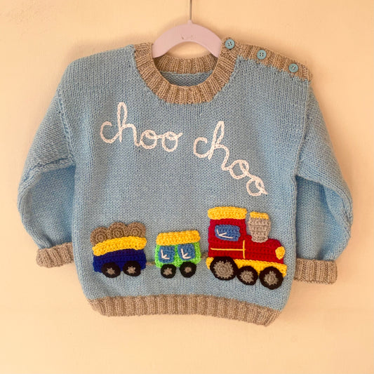 "Choo Choo" Handmade Jumper Size Approx 2-3 Years