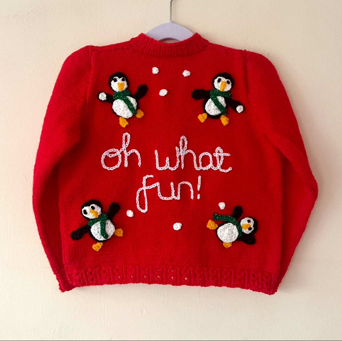 "Oh What Fun” Handmade Cardigan Size Approx 4-6 Years