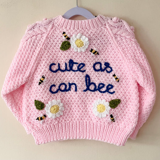 "Cute As Can Bee” Handmade Cardigan Size Approx 3-4 Years
