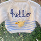 "Hello" Handmade Duck Cardigan Size Approx 0-3 Months