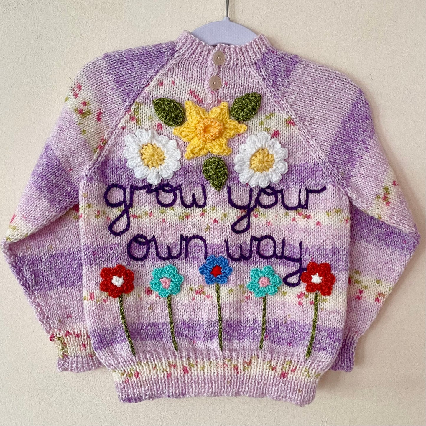 "Grow Your Own Way" Handmade Jumper Size Approx 2-3 Years