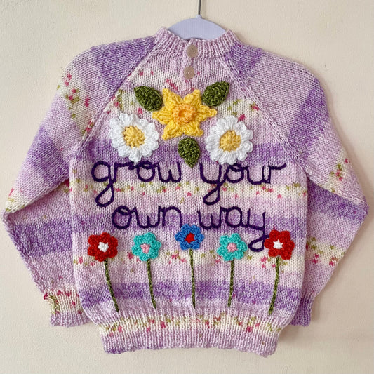 "Grow Your Own Way" Handmade Jumper Size Approx 2-3 Years