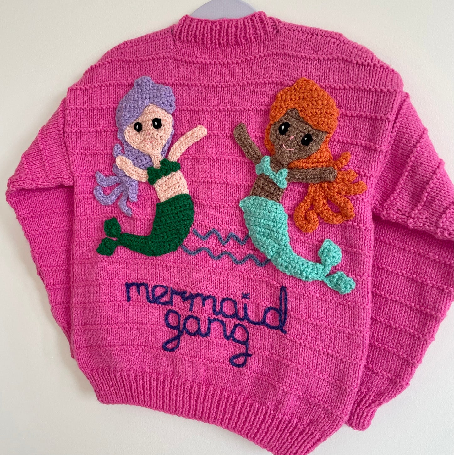 "Mermaid Gang" Handmade Cardigan Size Approx 4-6 Years