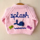 "Splash” Handmade Cardigan Size Approx 0-6 Months