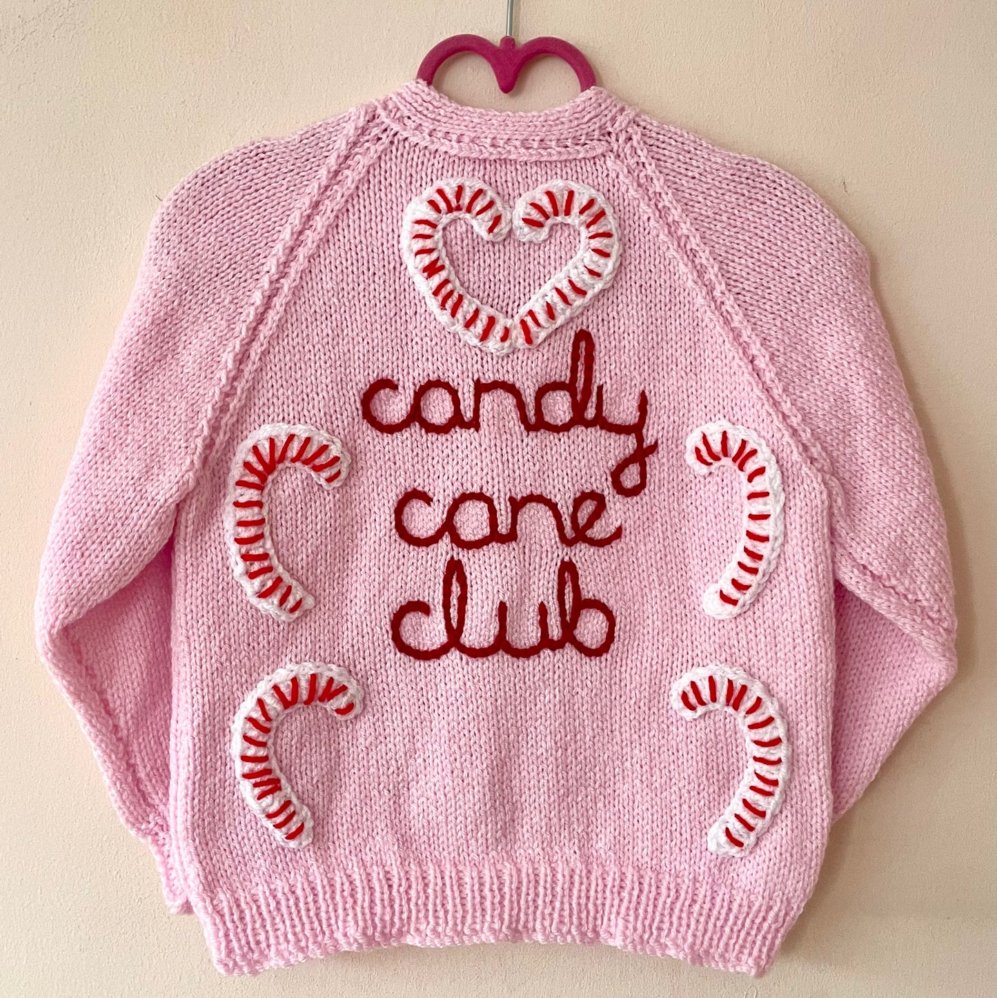 "Candy Cane Club" Handmade Cardigan Size Approx 2-3 Years