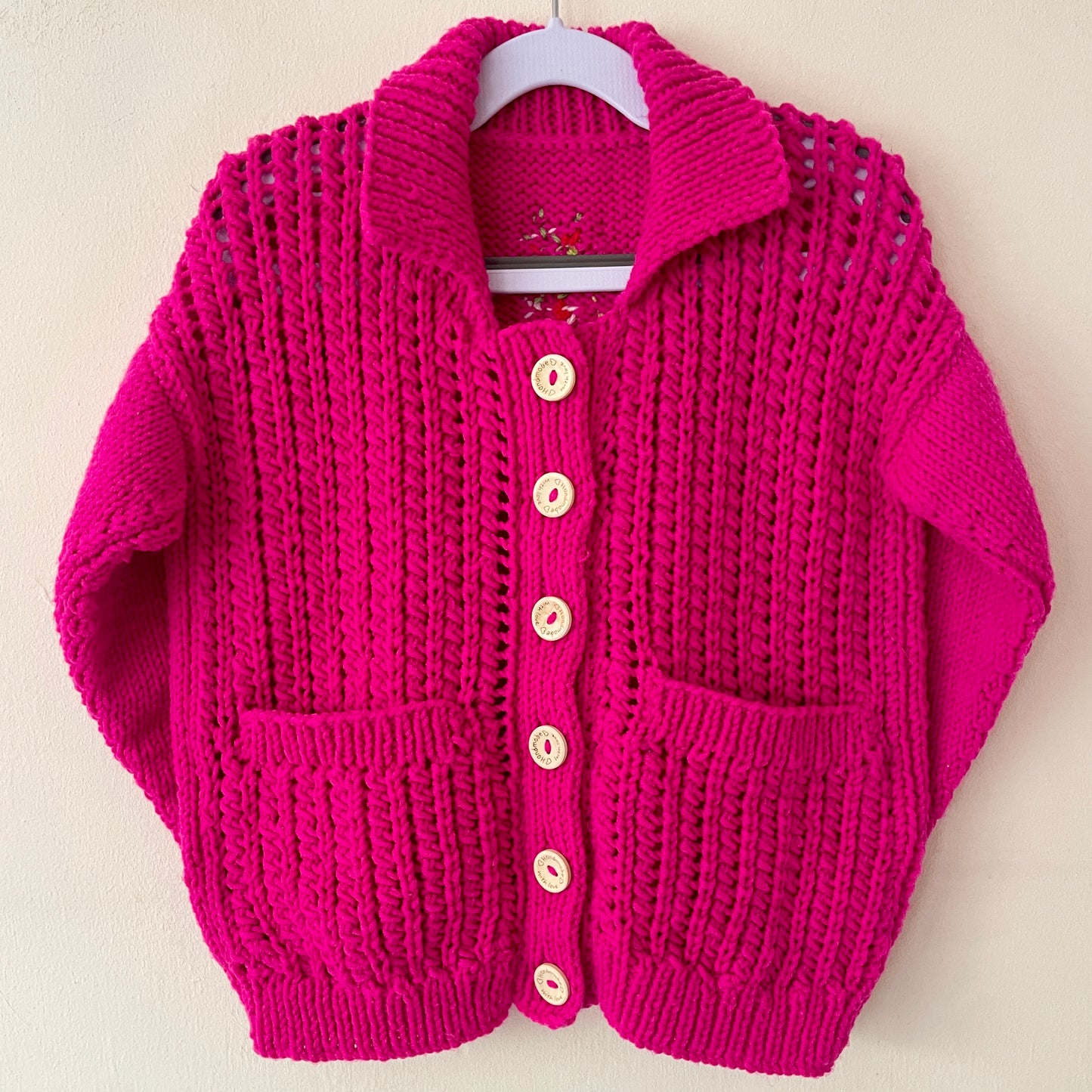 "Chillin' Out” Handmade Cardigan Size Approx 4-6 Years