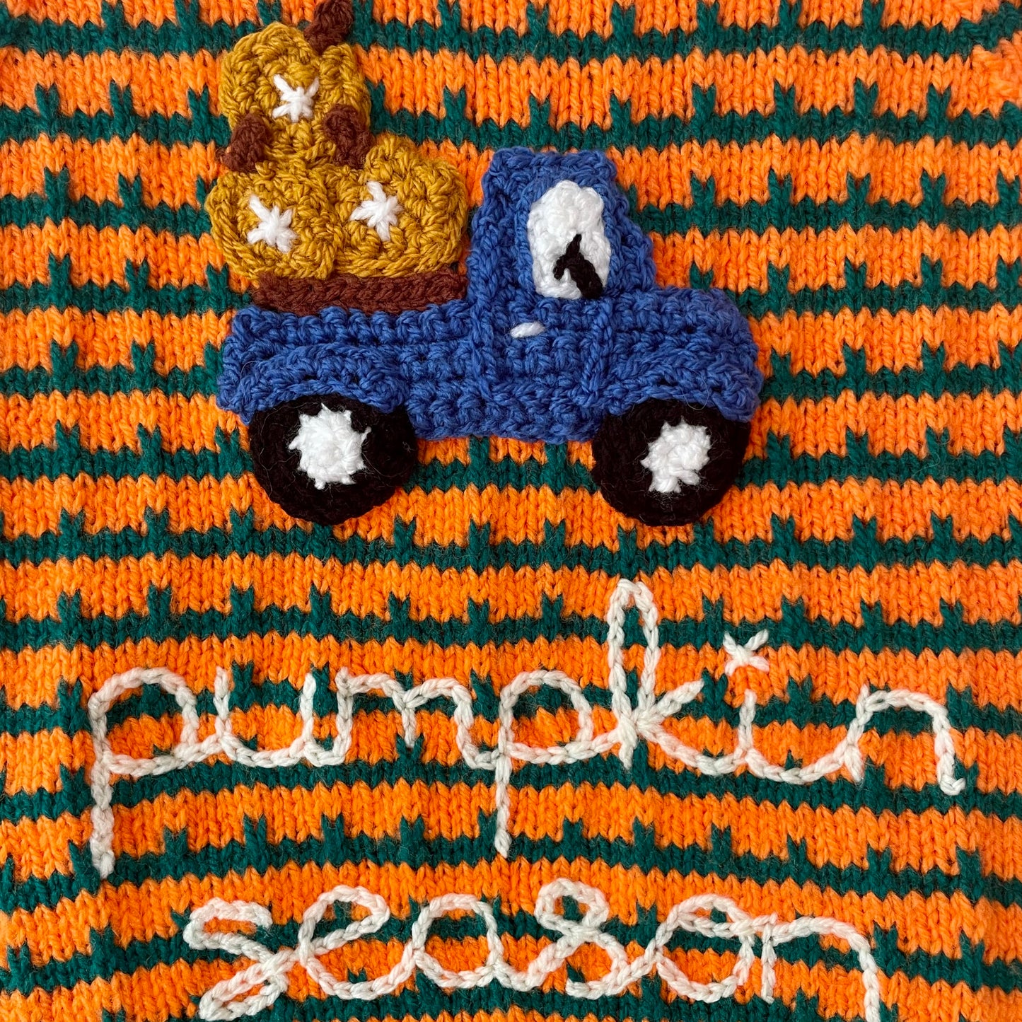 "Pumpkin Season" Handmade Jumper Size Approx 3-4 Years