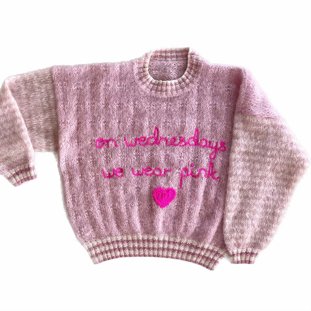 "On Wednesdays We Wear Pink" Handmade Adult Jumper Size Medium