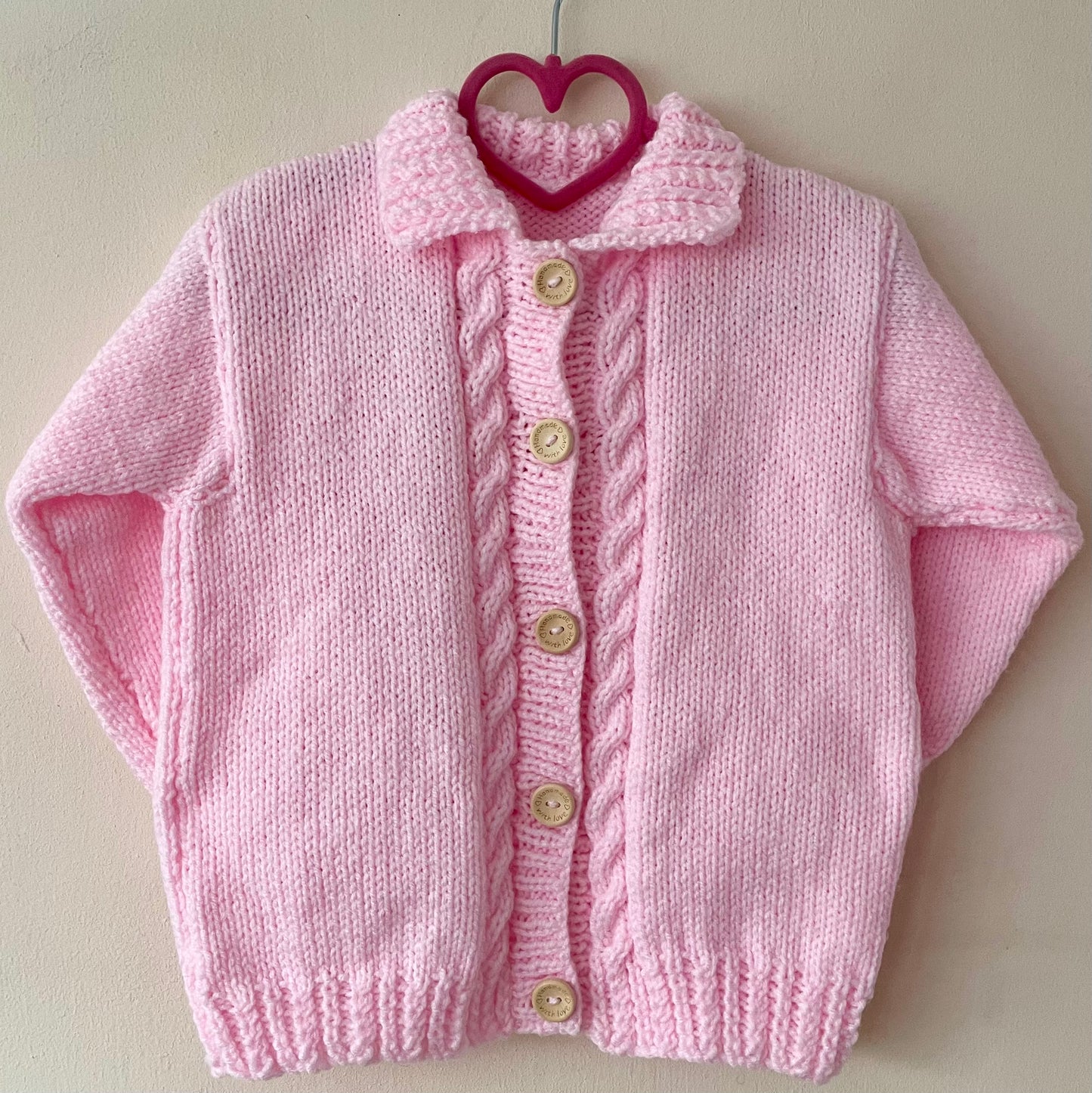 "On Wednesdays We Wear Pink” Handmade Cardigan Size Approx 3-5 Years
