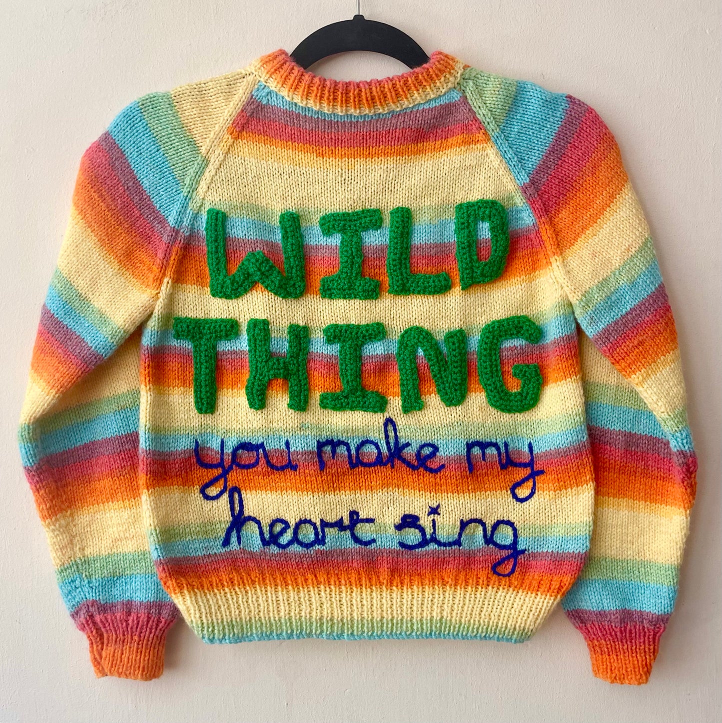 "Wild Thing” Handmade Jumper Size Approx 7-9 Years